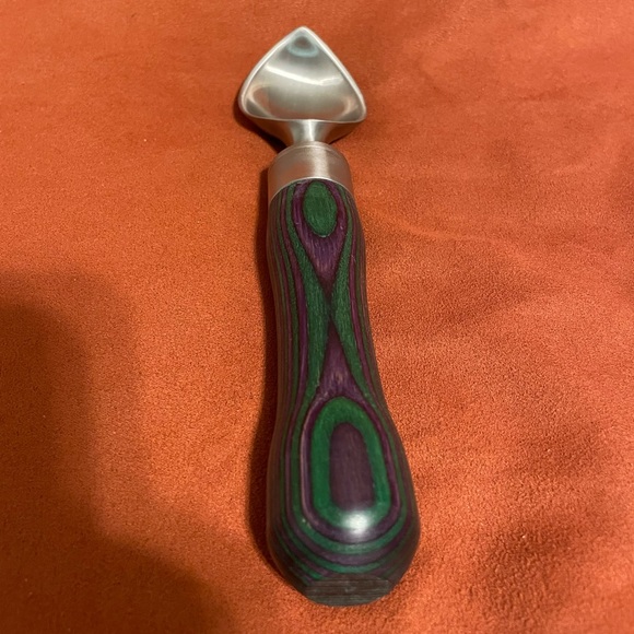Purple and Green Hand Turned Wooden Handle Ice Cream Scoop EUC - Picture 3 of 10